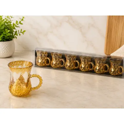 Set căni mici cu model auriu 279 6dd – 6 piese/set