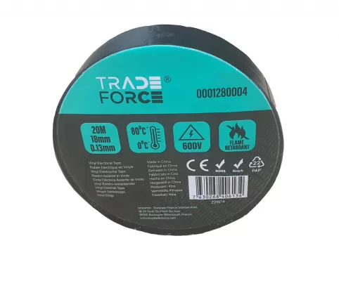 Banda izolatoare pvc ignifuga negru 600v trade force - 18mm*20m