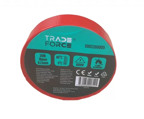 Banda izolatoarw pvc ignifuga rosie 600v trade force - 18mm*20m