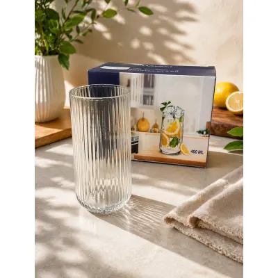 Pahar din sticlă 400 ml – design modern cu textură - hawai