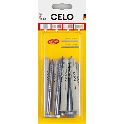 Diblu fixare cadru r 10*80mm + surub torx 7*85mm celo - 5pcs