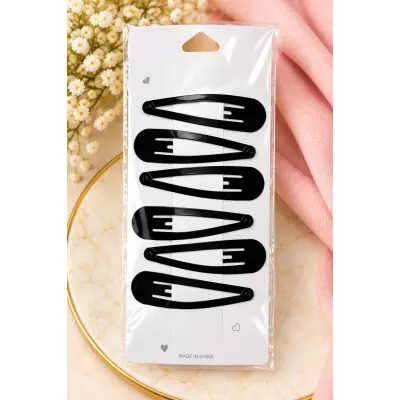 Set 6 clame de păr metalice negre, tip clips – a70262