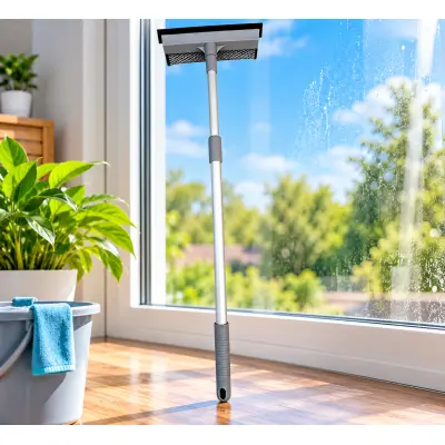 Racletă telescopică pentru geamuri cu burete – pvc + metal, 