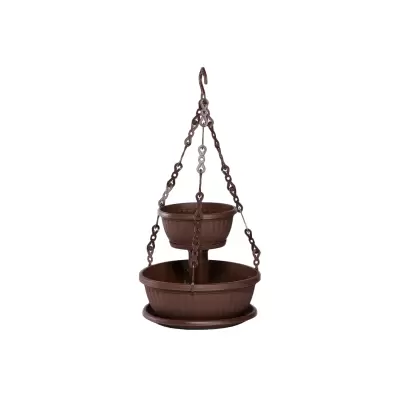 Ghiveci plastic etajat cu 2 nivele si lant