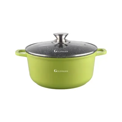 Cratita antiaderenta marmorata cu capac 28 x 12.5 cm 6.5 l verde
