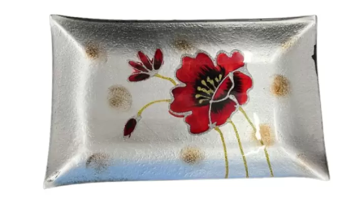 Platou din sticla pictat manual 27.5*16.5cm, malooki 1212s