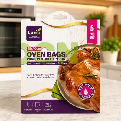 Pungi pentru friptură luxia 35x40 cm – 5 bucăți cu cleme