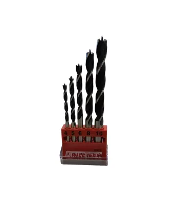 Set burghie pentru lemn in cutie plastic 5pcs drilltech - 4-10mm